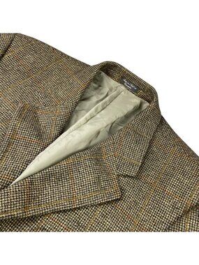 Arnold Brant Men's Wool/Cashmere Flannel 3-Button Blazer Beige/Navy Plaid • 44R